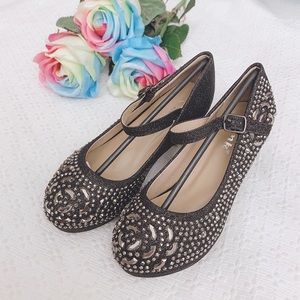 Like New! Girls rhinestones short heels size 13